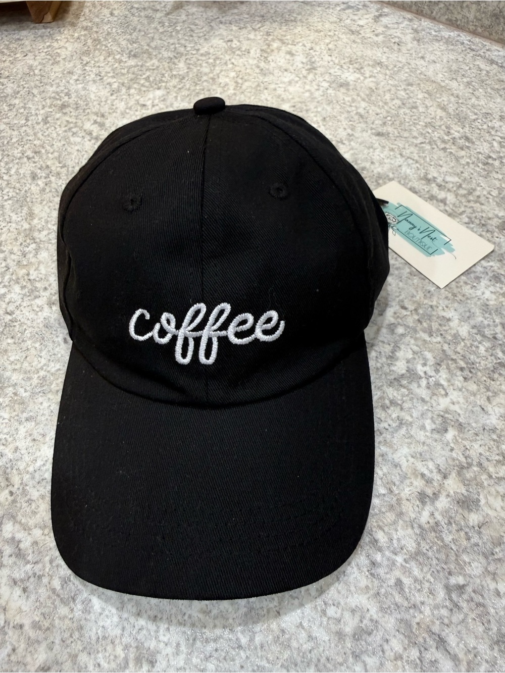 Coffee Embroidered Black Baseball Cap